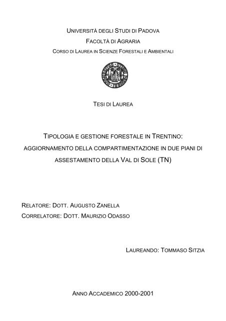 Tipologia E Gestione Forestale In Trentino Universita Degli Studi Di
