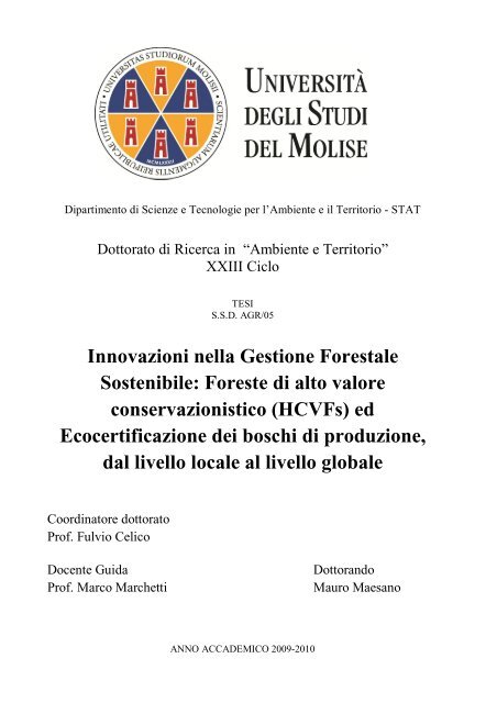 Innovazioni nella Gestione Forestale Sostenibile - Repository of ...