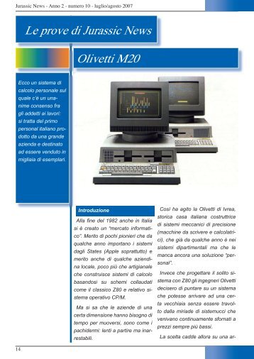 Le prove di Jurassic News Olivetti M20 - Il computer Z80 di Nuova ...