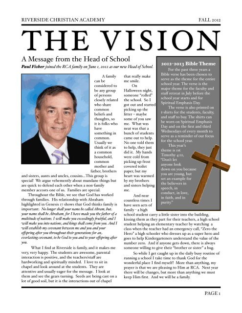 The Vision - Riverside Christian Academy