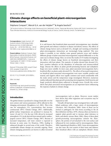 Climate change effects on beneficial plantmicroorganism interactions