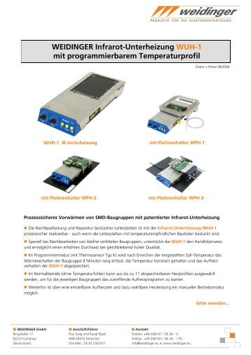 WEIDINGER Infrarot-Unterheizung WUH-1 mit programmierbarem ...