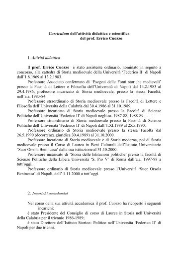 Curriculum vitae Prof. Errico Cuozzo - Università Telematica ...