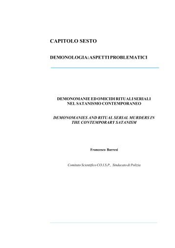 Demonomanie ed omicidi rituali seriali nel ... - Cultura & Libri