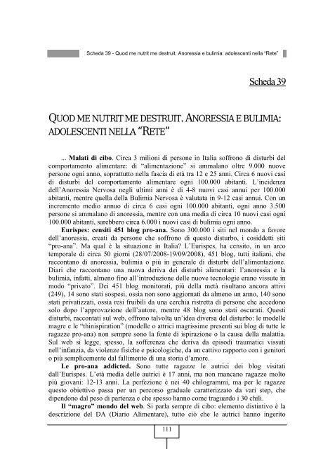 SINTESI 9 Rapporto Nazionale sulla Condizione ... - Telefono Azzurro