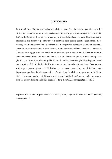 Mestrado em Direito O ESTATUTO JURÍDICO DO EMBRIÃO ...