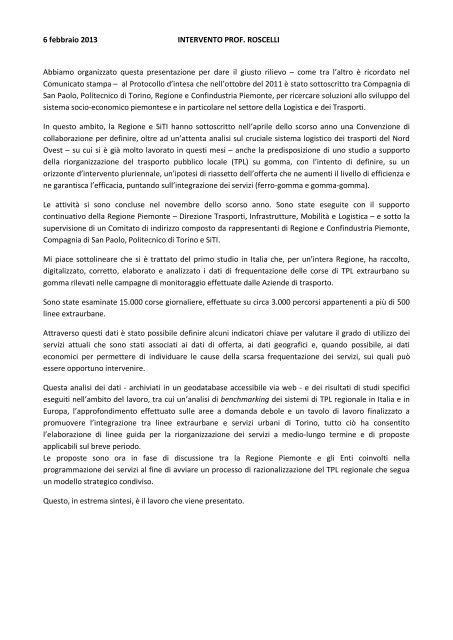 Considerazioni - SiTI - Istituto Superiore sui Sistemi Territoriali per l ...