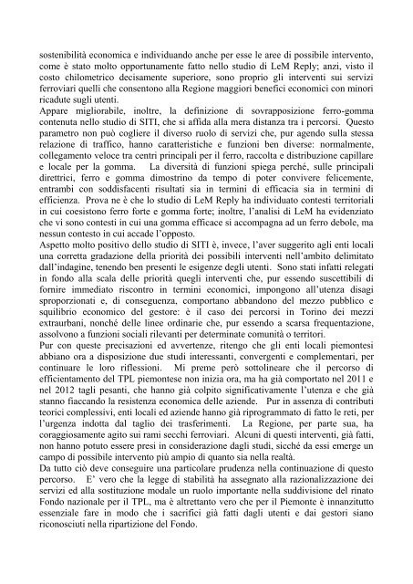 Considerazioni - SiTI - Istituto Superiore sui Sistemi Territoriali per l ...