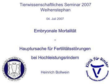 Embryonale Mortalität - die Hauptursache für Fertilitätsstörungen bei ...