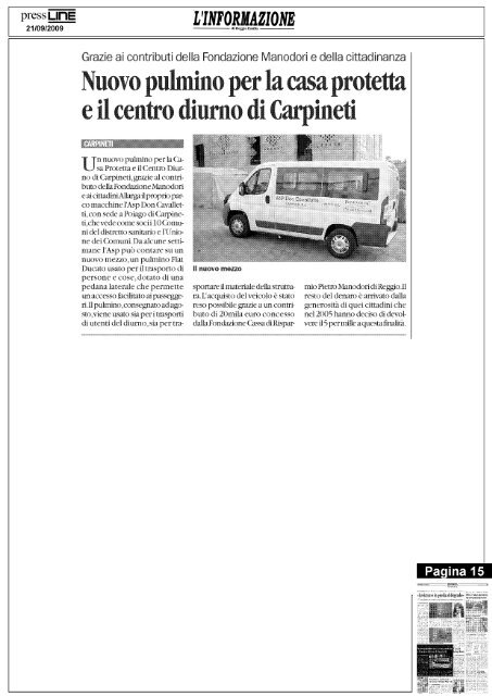 Rassegna stampa del 20/09/2009 - DarVoce