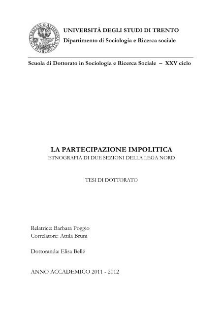 capitolo iii - metodologia e disegno della ricerca - Unitn-eprints.PhD ...