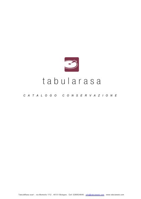 C A T A L O G O C O N S E R V A Z I O N E - Tabularasa