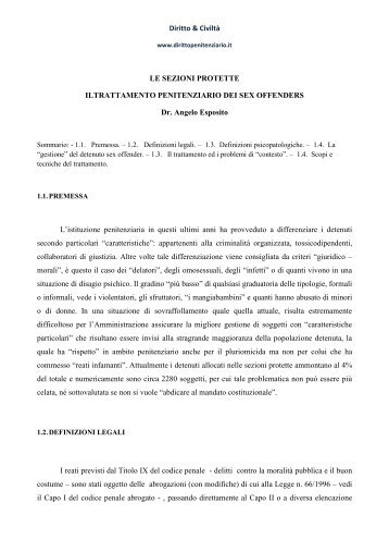 IL TRATTAMENTO PENITENZIARIO DEI SEX OFFENDERS ...