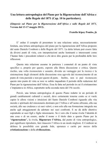 Una lettura antropologica del Piano per la Rigenerazione dell'Africa ...