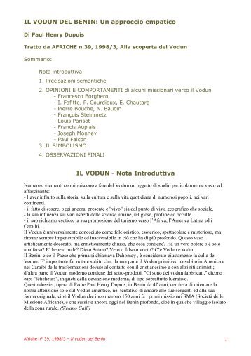 vodun del Benin - Società Missioni Africane