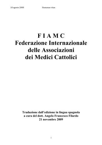 FIAMC:40 anni di Enciclica Humanae Vitae - La fecondità umana