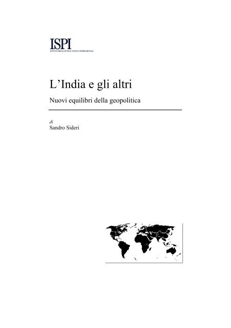 L'India e gli altri Nuovi equilibri della geopolitica - Ispi