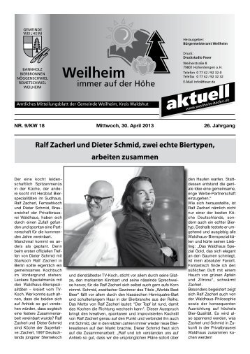 2013 Mitteilungsblatt Nr. 9 - Gemeinde Weilheim / Baden