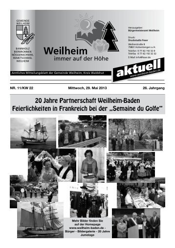 2013 Mitteilungsblatt Nr. 11 - Gemeinde Weilheim / Baden