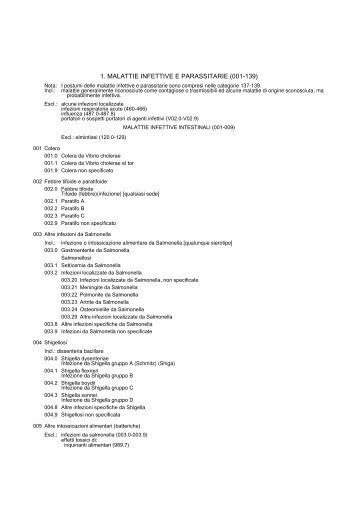 1. MALATTIE INFETTIVE E PARASSITARIE (001-139)