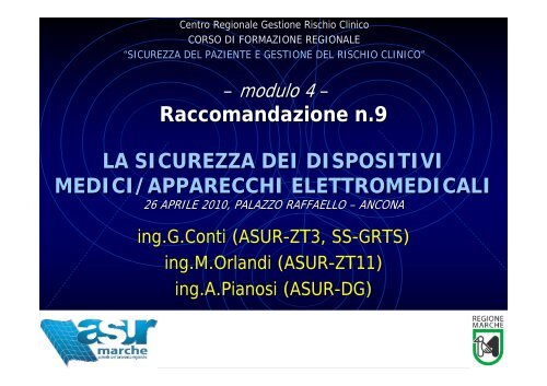 Giancarlo Conti. Raccomandazione n9 - Agenzia Regionale Sanitaria