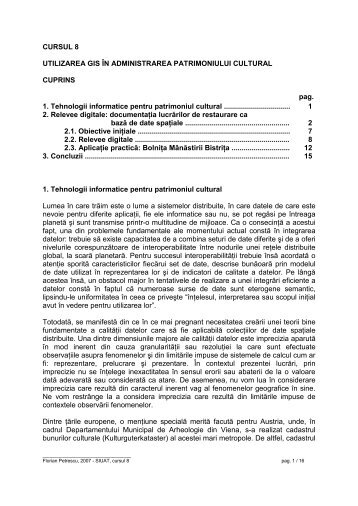 Utilizarea GIS in administrarea patrimoniului cultural