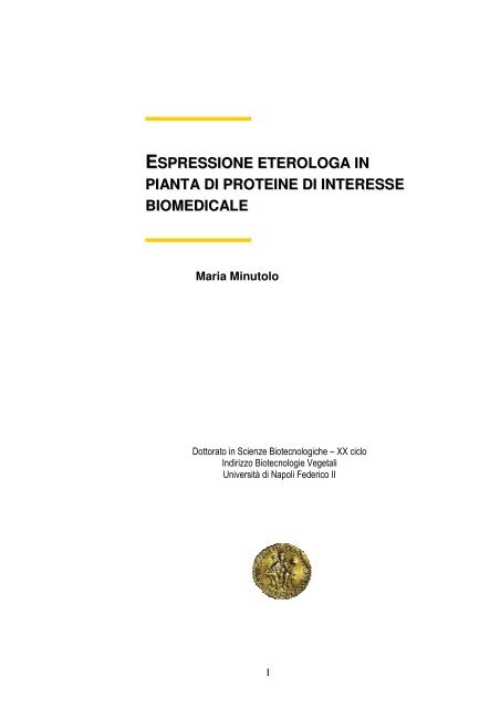espressione eterologa in pianta di proteine di interesse biomedicale