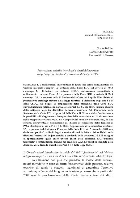 Procreazione assistita eterologa e diritti della persona ... - Cecos Italia