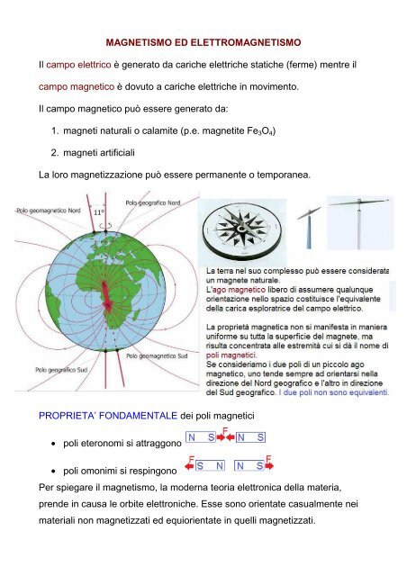 MAGNETISMO ED ELETTROMAGNETISMO Il campo ... - Vfioraso.It