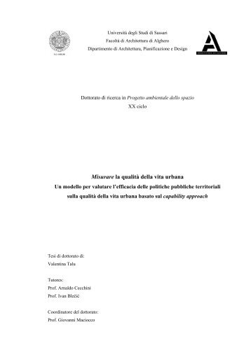 Misurare la qualità della vita urbana - Facoltà di Architettura ...