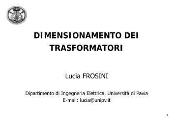 Dimensionamento del trasformatore - Università degli Studi di Pavia