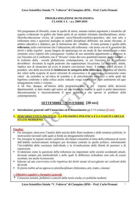 SETTEMBRE – NOVEMBRE [20 ore] - Liceo Scientifico Statale Vito ...