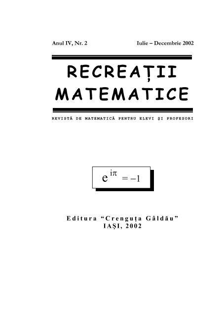 Revista (format .pdf, 1.6 MB) - Recreaţii Matematice