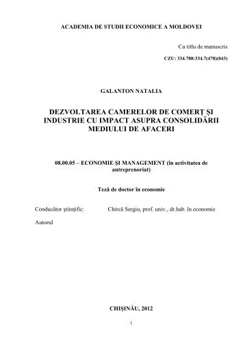 dezvoltarea camerelor de comerț și industrie cu impact asupra ...