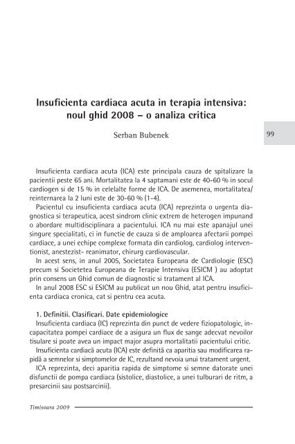 Insuficienta cardiaca acuta in terapia intensiva: noul ghid 2008 – o ...