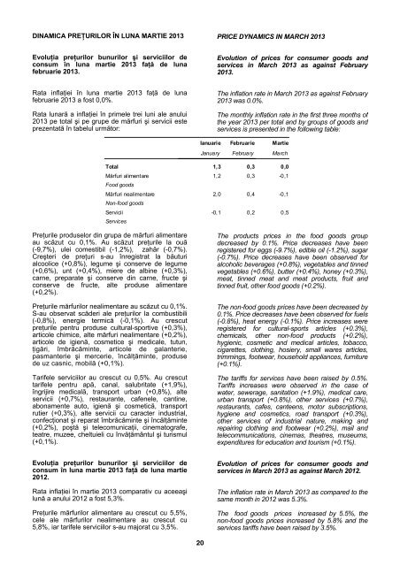 buletin statistic de preţuri prices statistical bulletin - Institutul National ...