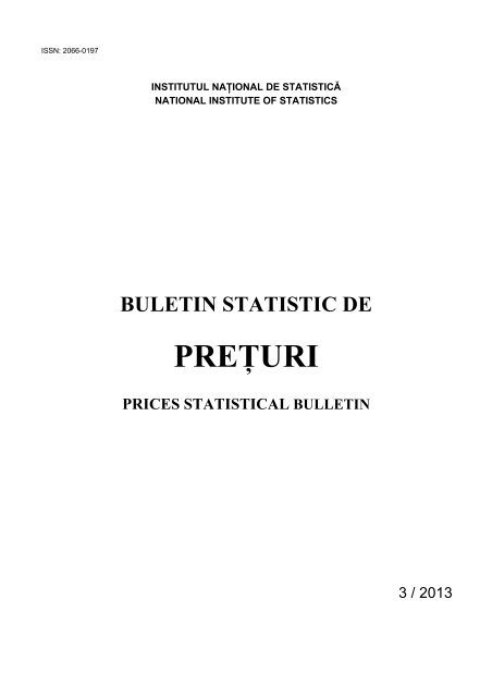 buletin statistic de preţuri prices statistical bulletin - Institutul National ...