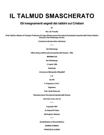 IL TALMUD SMASCHERATO - Mariamadremia.Net