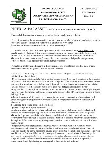 RICERCA PARASSITI: RACCOLTA E CONSERVAZIONE DELLE FECI