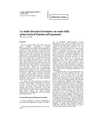 Lo studio del moto browniano: un esame della prima teoria ... - Lfns.it