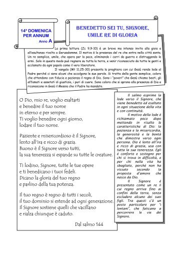 BENEDETTO SEI TU, SIGNORE, UMILE RE DI GLORIA - Qumran