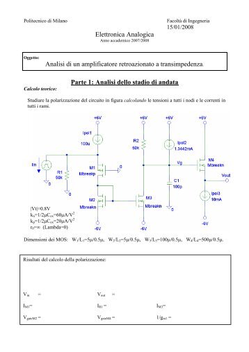 Elettronica Analogica Analisi di un amplificatore retroazionato a ...