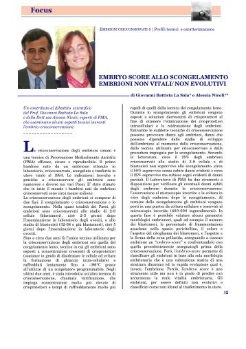 embryo score allo scongelamento embrioni non ... - Diocesi di Brescia