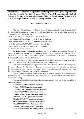 relazione riassuntiva - Università degli studi di Salerno