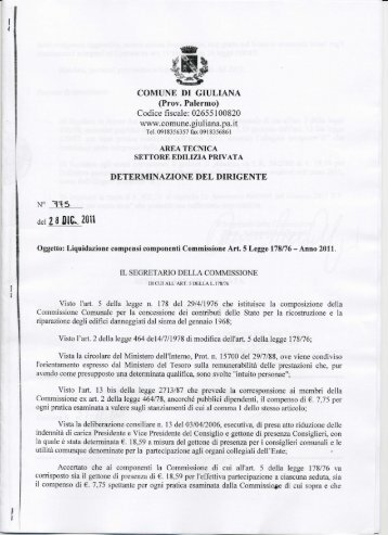 Liquidazione compensi componenti Commissione Art. 5 Legge 178