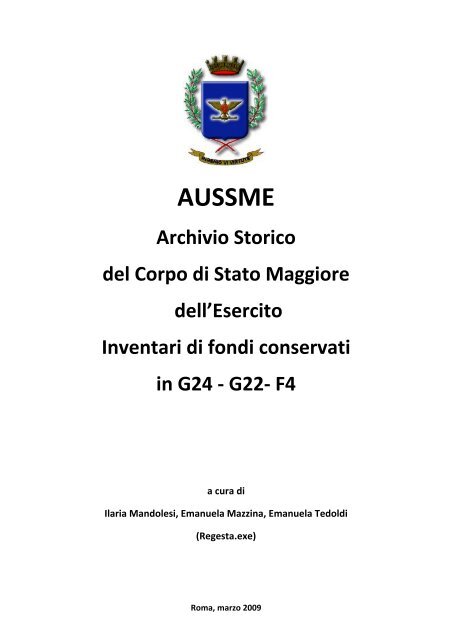 inventari di fondi conservati in G24 ‐ G22‐ F4 - Esercito Italiano