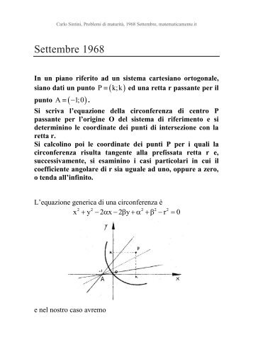 Carlo Sintini, Maturità scientifica Settembre 1968, Prova di matematica