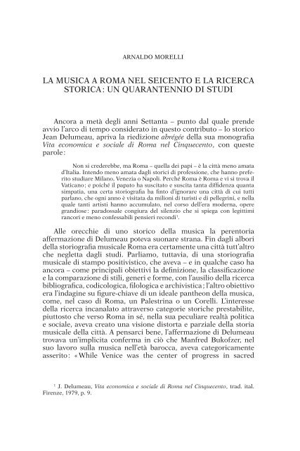 la musica a roma nel seicento e la ricerca storica - École française ...