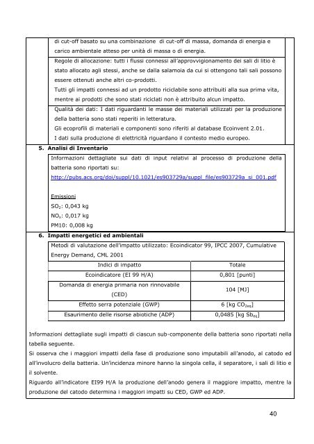 Life Cycle Assessment di sistemi per le auto elettriche - Enea