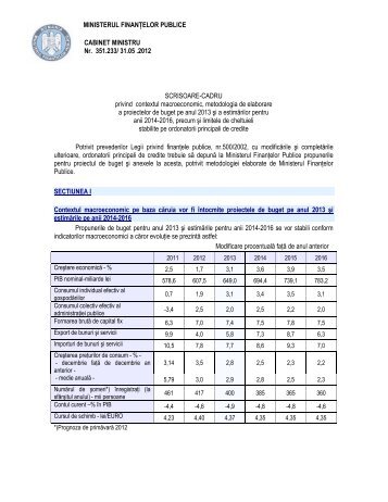 Scrisoare cadru 2013 - Ministerul Finanţelor Publice